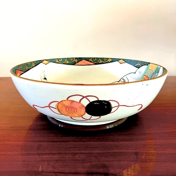 Japanese Kutani Porcelain Bowl Large Hand Painted In The Early 20th Cent… - Picture 3 of 16